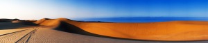 Panoramic Namib desert and Atlantic ocean