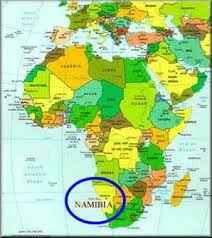 Africa map indicating Namibia